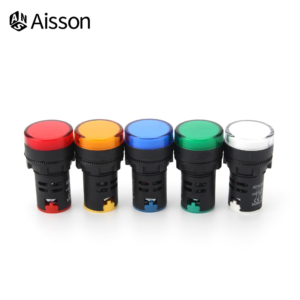 AD16-22DS Indicador LED Luz de alimentación 22 mm 12 V 24 V 220 V 380 V Luz de señal piloto Lámpara de montaje en panel Multicolor