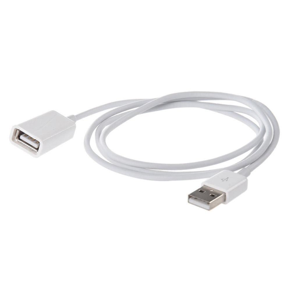 White PVC Metal USB 2.0 Male to Female Extension Adapter 1m Cable 3Ft Cord W5M5: Default Title