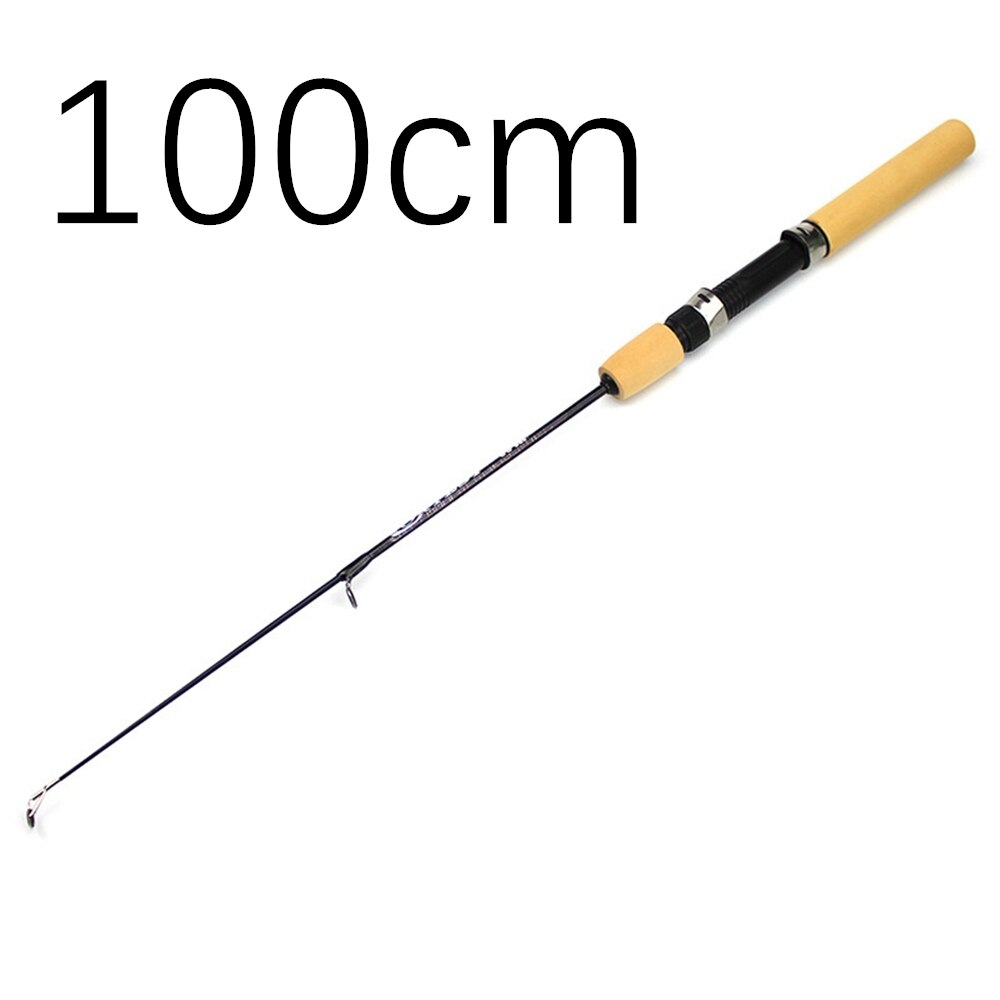 60 80 100cm Mini Telescopic Ice Fishing Rod Portable Carbon Fiber River Shrimp Carp Fishing Pole Winter Fishing Rod Tackle Pesca: 100cm Rod No Reel