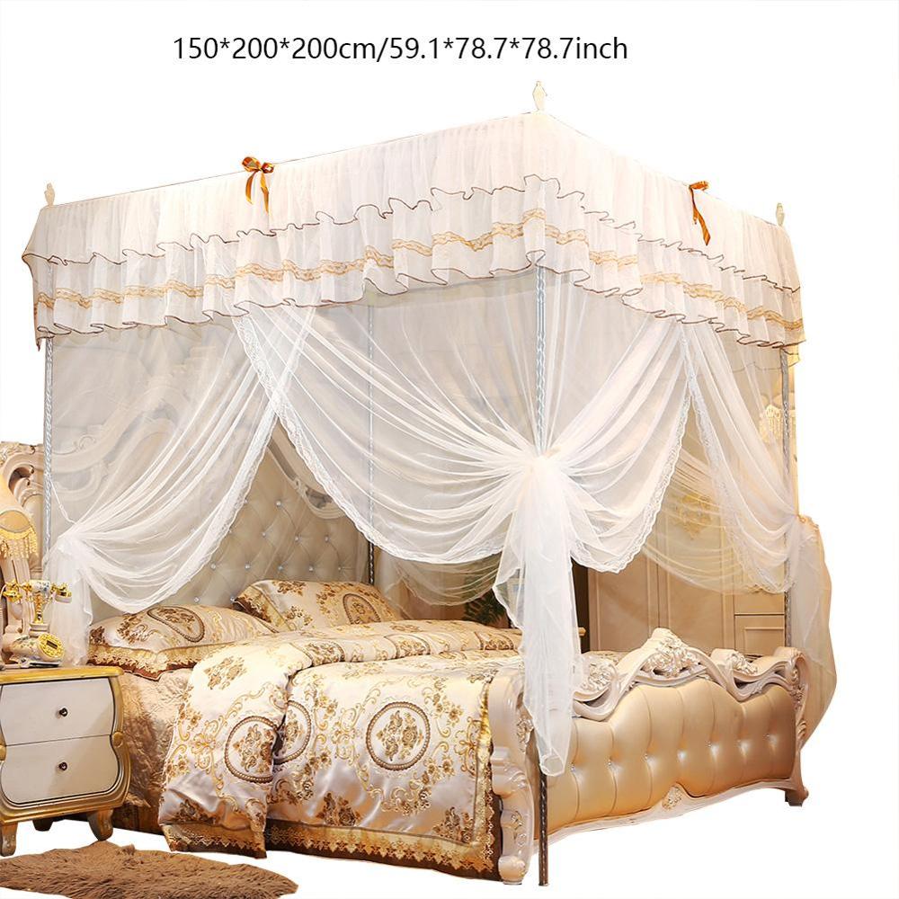 Luxe princesse 4 coin poste lit baldaquin moustiquaire lit rideau auvent filet moustiquaire chambre moustiquaire: 150x200x200cm