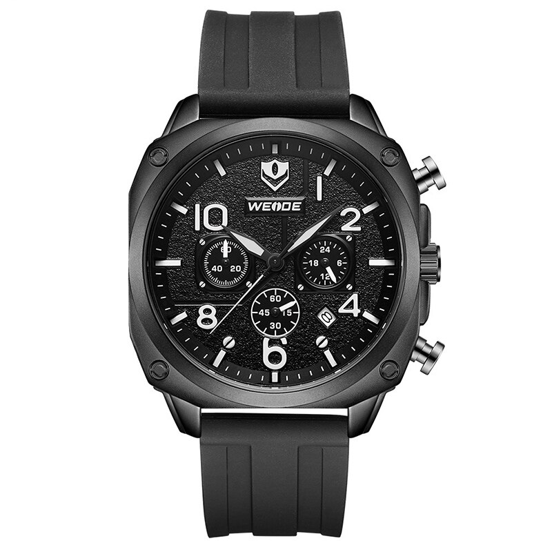 Reloj WEIDE, relojes de cuarzo para hombres, relojes de pulsera militares resistentes al agua deportiva, relojes de hombre, reloj Masculino: Black Rubber