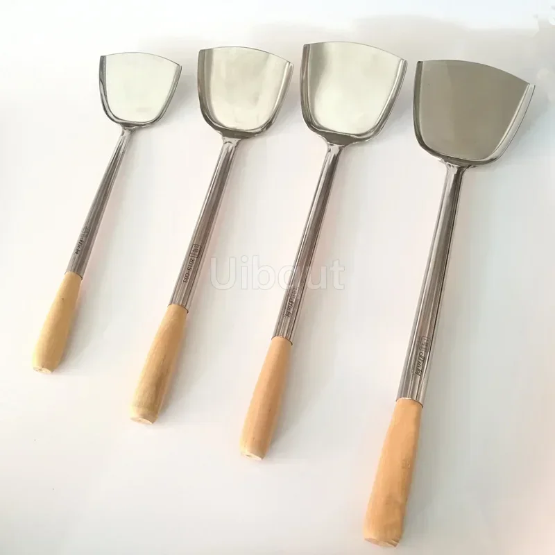 big long spatula shovel chef cooking cocina utensilios blade Kitchen Utensil Wooden Handle Stainless Steel Turner Soup Spoon wok
