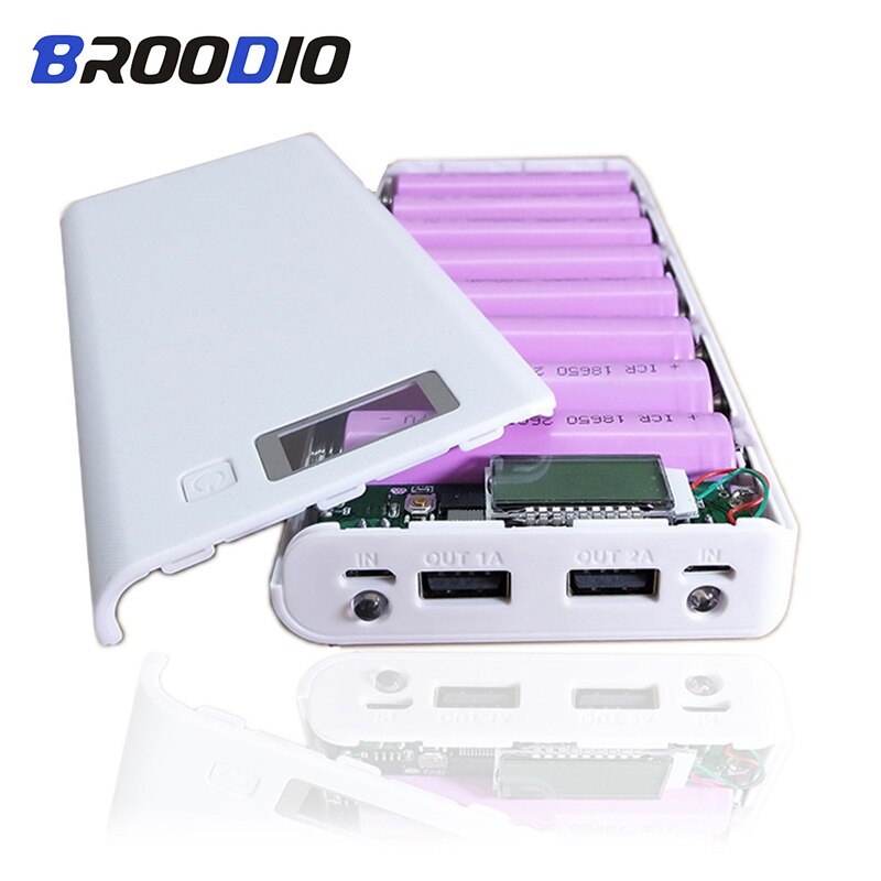 8*18650 Battery Holder Dual USB Power Bank Battery Box Mobile Phone Charger DIY Shell Case Charging Storage Case For Xiaomi