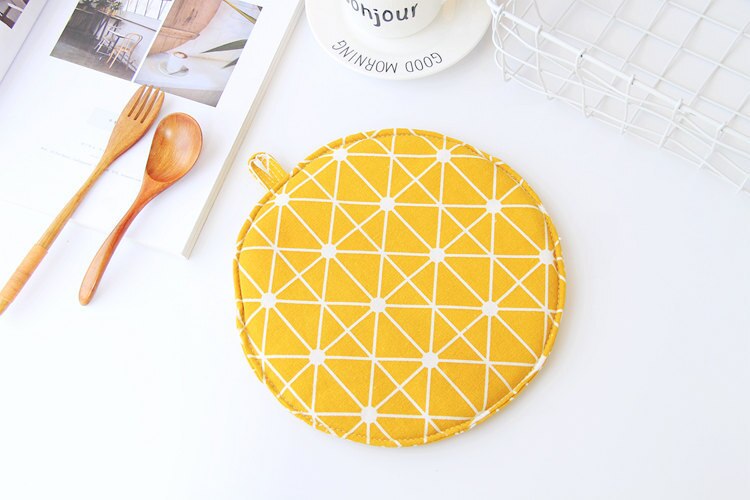 FOURETAW 1 Stück Nette Gelb Grau Baumwolle nordisch Küche Kochen mikrowelle handschuhe backen BBQ topflappen Backofen Handschuhe: D