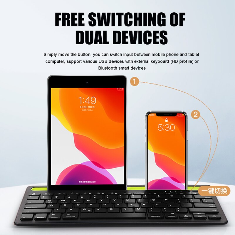 Dual Connect Wireless Bluetooth Keyboard For iPad Mini PC Laptop Keyboard For iPhone Samsung Xiaomi Tablet Mobile Phone Computer