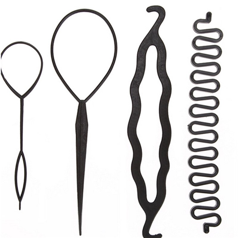 4 Stks/set Magic Hair Vlechten Twist Curler Set Haarspeld Holding Braiders Pull Haar Paardenstaart Diy Tool Styling Tool kit