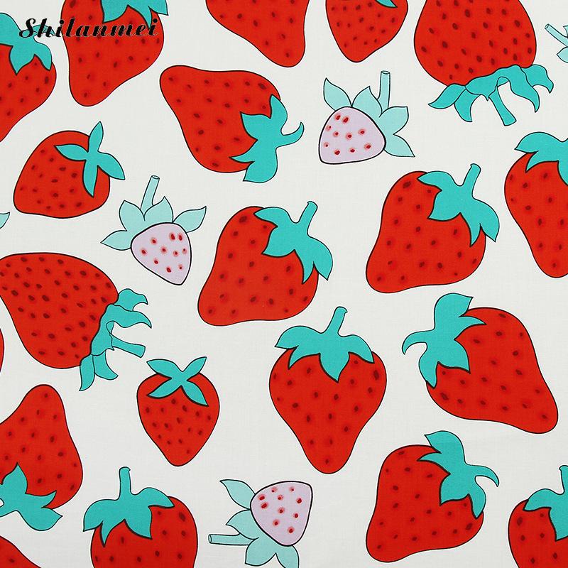 Drap de lit en coton peint à fraises | Robe en coton à coudre, motif Floral, Patchwork, fait à la main, bricolage, 1.42m * 2m: jacinth