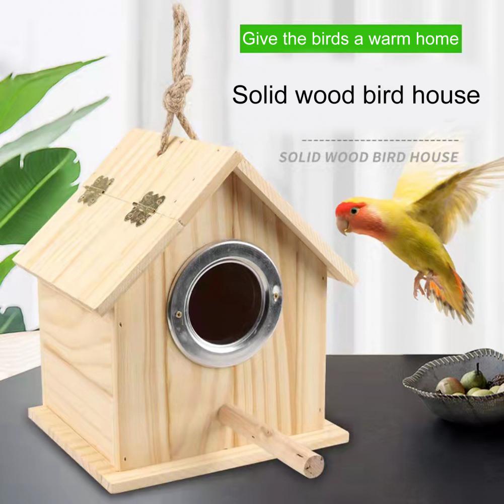 Nido de Pájaro, decoración de jardín resistente, casa de madera para pájaros, caja de anidación de pájaros ecológica, casa de pájaros de madera Natural, decoración de jardín