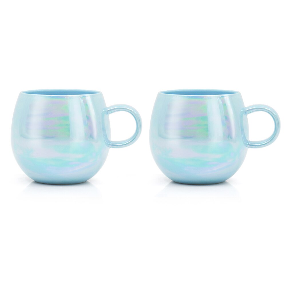 AIXZ 2Pcs/Set Mugs Ceramic Mug Coffee Cup 350 ML 470 ML Large Capacity Tea Mug Couple Lover For Friend: 470ML Bluex2