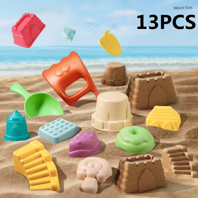 Giocattoli da spiaggia per bambini Kit da 7 pezzi strumento per scavare la sabbia estiva per bambini con pala gioco d'acqua gioco Set di giocattoli da esterno Set per ragazze da ragazzo: 13pcs random color