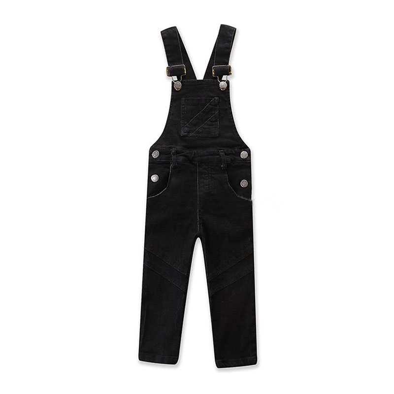 Denim Overalls Broek Jongen Meisje Broek Jeans Denim Jumpsuit Overlles Kids Herfst Winter Gat Jeans Jumpsuits Kleding: Black / 2T