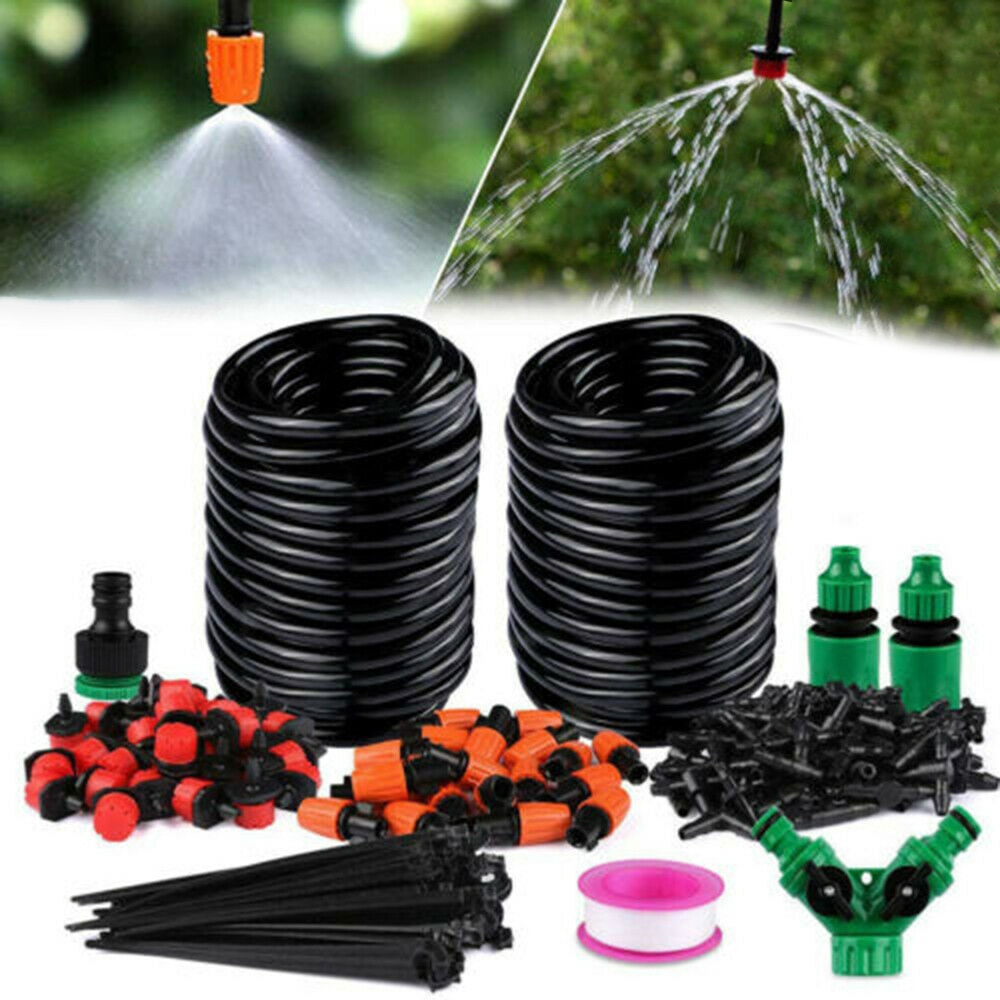 100ft 2x15m Auto Adjustable Drip Irrigation Set System Kit Timer Micro Sprinkler Garden Potted Plant Watering Tool Sets