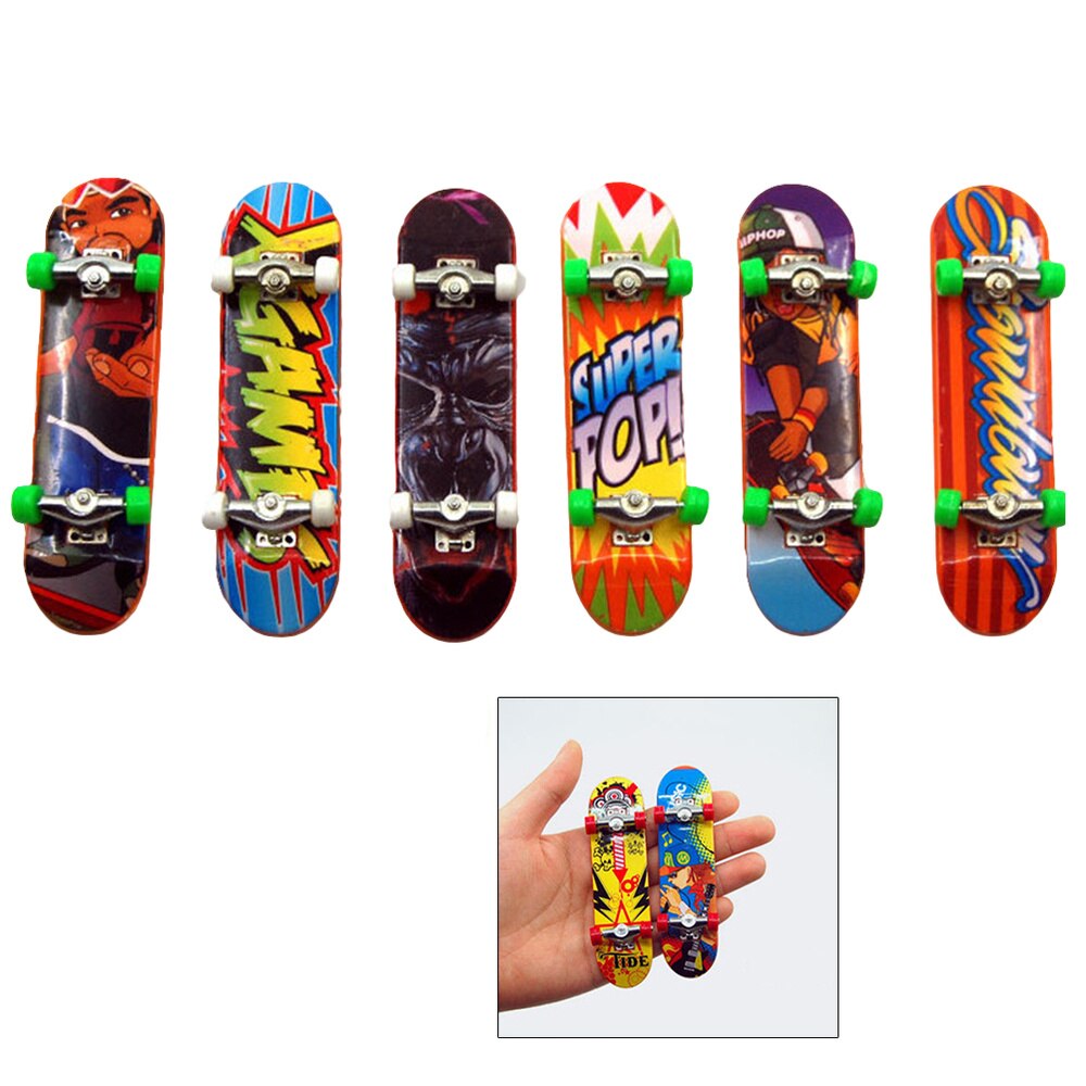 6PCS Mini Skateboard Deck Truck Finger Board Park for Boy Kid Children (Random Color)