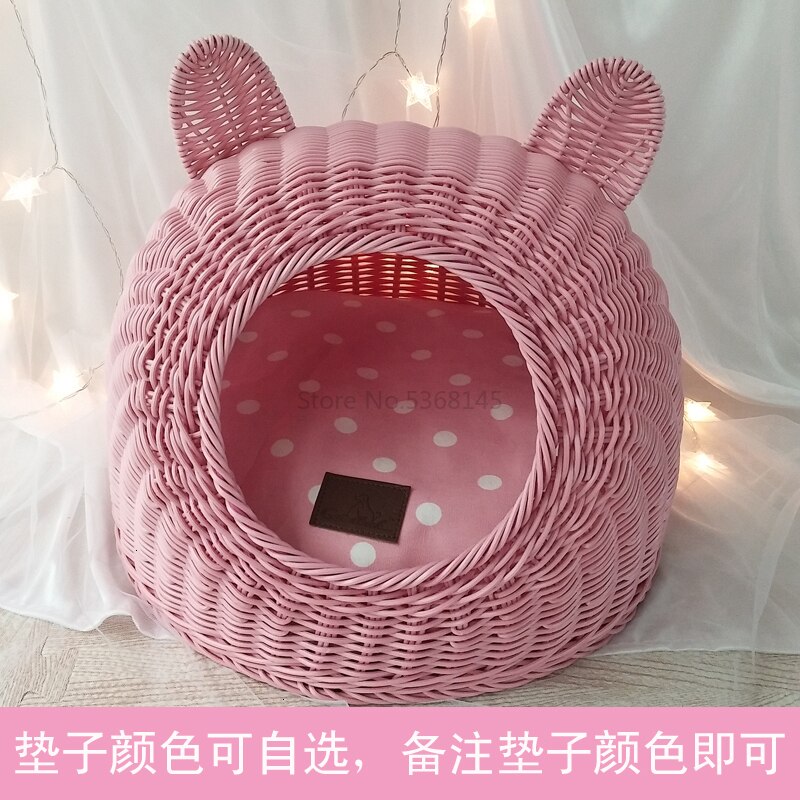 Caseta para gatos mimbre cuatro estaciones Red Universal lavable Casa Roja s verano pequeña perrera siamesa