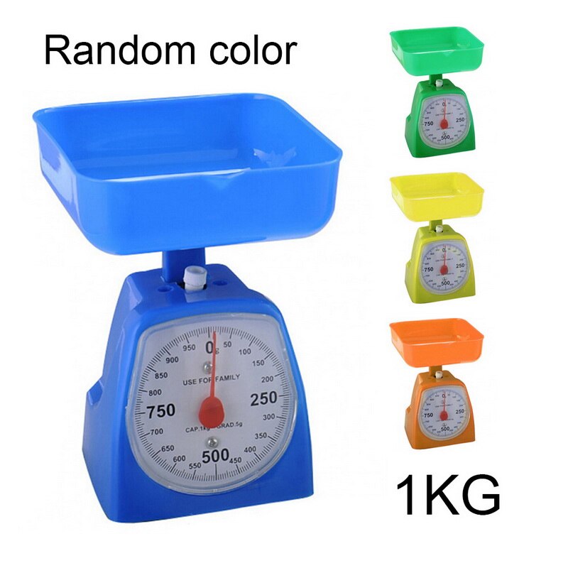 Analoge Weegschaal Keukenweegschaal Mechanische Dial Plastic Schaal Met Afneembare Kom Voedsel Balans Meten Gewicht Keuken: 1KG random color