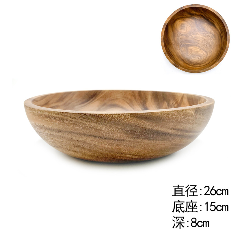18cm akaasia puinen kulho sakeutettu riisi salaattikeitto ramen ruokakulho ravintola astiasto puinen kulho japanilainen kiinalainen korealaiseen tyyliin: 26cm