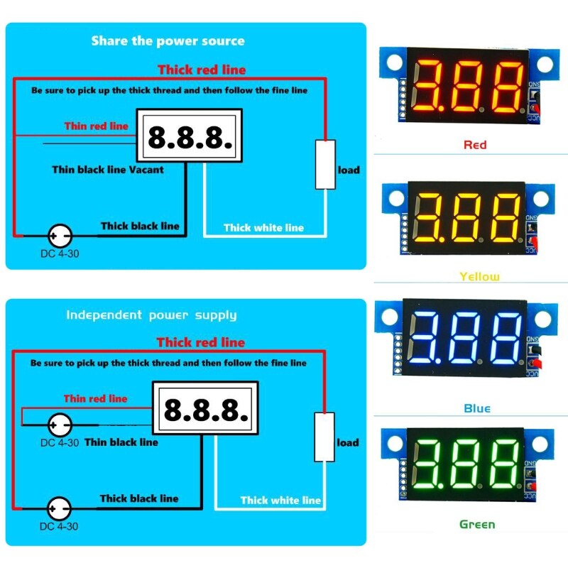 Dc0-10a digitale led-ampèremeter, stroompaneelmeter, 0.36in module omgekeerde beveiliging