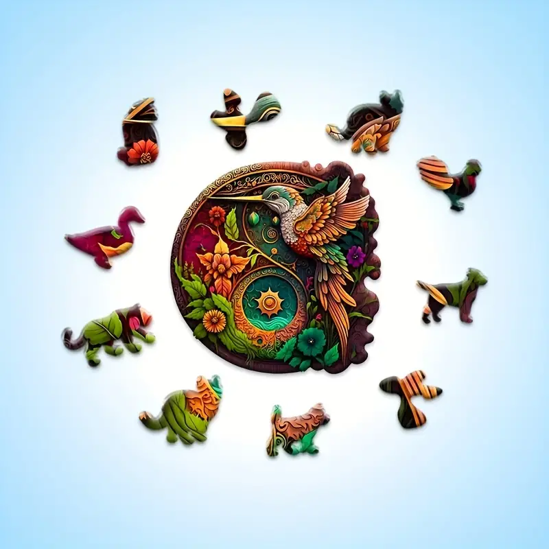 Bird Wooden Puzzle for Adults, Uniquely Irregular Animal Shaped Wooden Jigsaw Puzzles Stress Relief Toys, Best Christmas