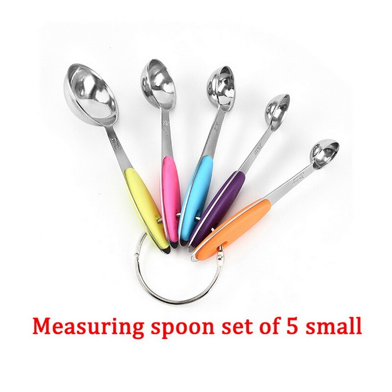 10Pcs Measuring Cups Premium Stackable Kitchen Measuring Spoon Set Stainless Steel Measuring Cups Spoons Set Baking Accessories: 5pcs Measuring spoon