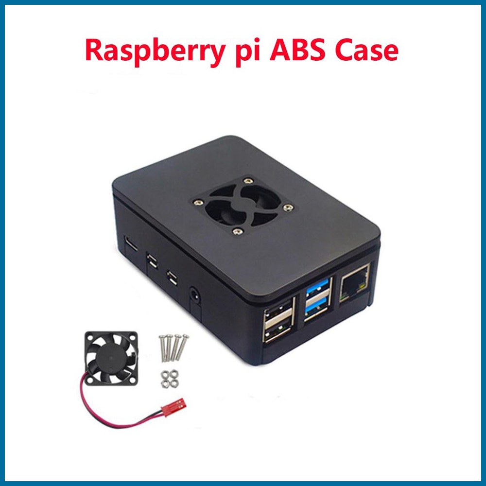 S Robot Raspberry Pi 4 Model B Abs Case Black Plastic Doos Behuizing Met Koelventilator Koeler Voor Raspberry Pi 4B RPI157