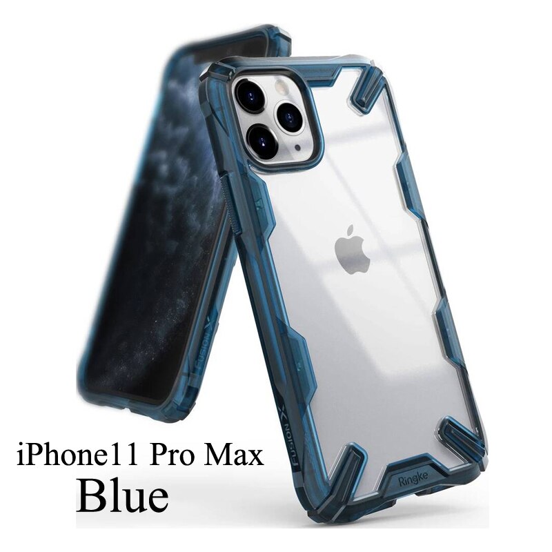 Ringke Fusion X Voor Iphone 11 Pro Max Case Heavy Duty Schokabsorptie Transparant Hard Pc Back Zachte Tpu Frame hybrid Cover: Blue for 11P Max