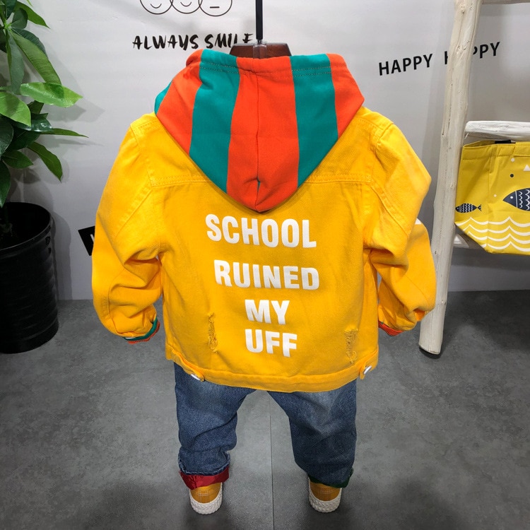 2 3 4 5 6 jaar peuter jongens kleding sets koreaanse denim jas casual gestreepte sweatshirt jeans kinder trainingspak jongenspakken