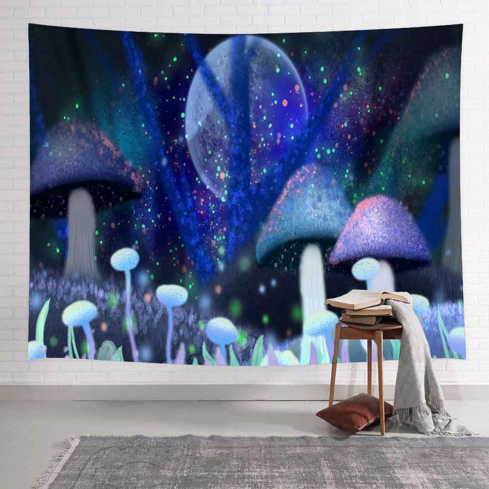 Simsant Trippy Mushroom Tapestry Great Ocean Wave Kanagawa Wall Hanging Tapestries for Living Room Bedroom Home Decor: 2TGTLSAY138