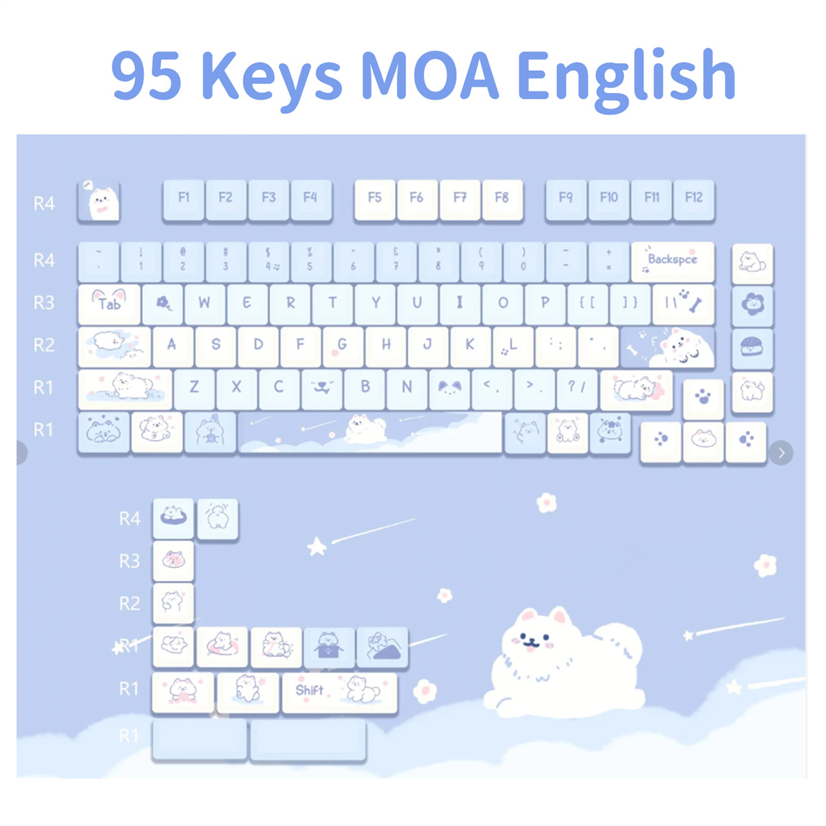 95 Keys artoon Cute Puppy Cat Kitty Keycaps GMK PBT Keycap MOA Profile Dye Sublimation For DIY Mechanical Keyboard Girls: BROWN