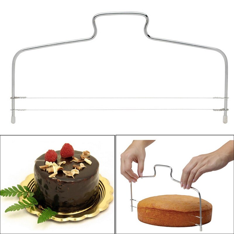 1PC Stainless Steel Adjustable Wire Layer Cake Cutter and Leveler Kitchen Accessories: 2-wire layer-L