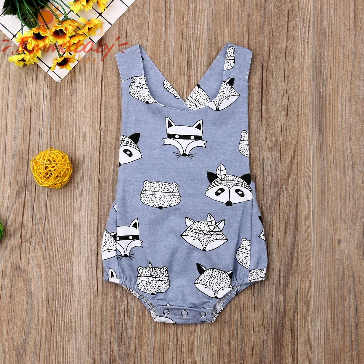 Zomer Leuke Pasgeboren Baby Kids Baby Jongen Meisje Bodysuit Mouwloze Cartoon Dier Jumpsuit Playsuit Kleding Outfit