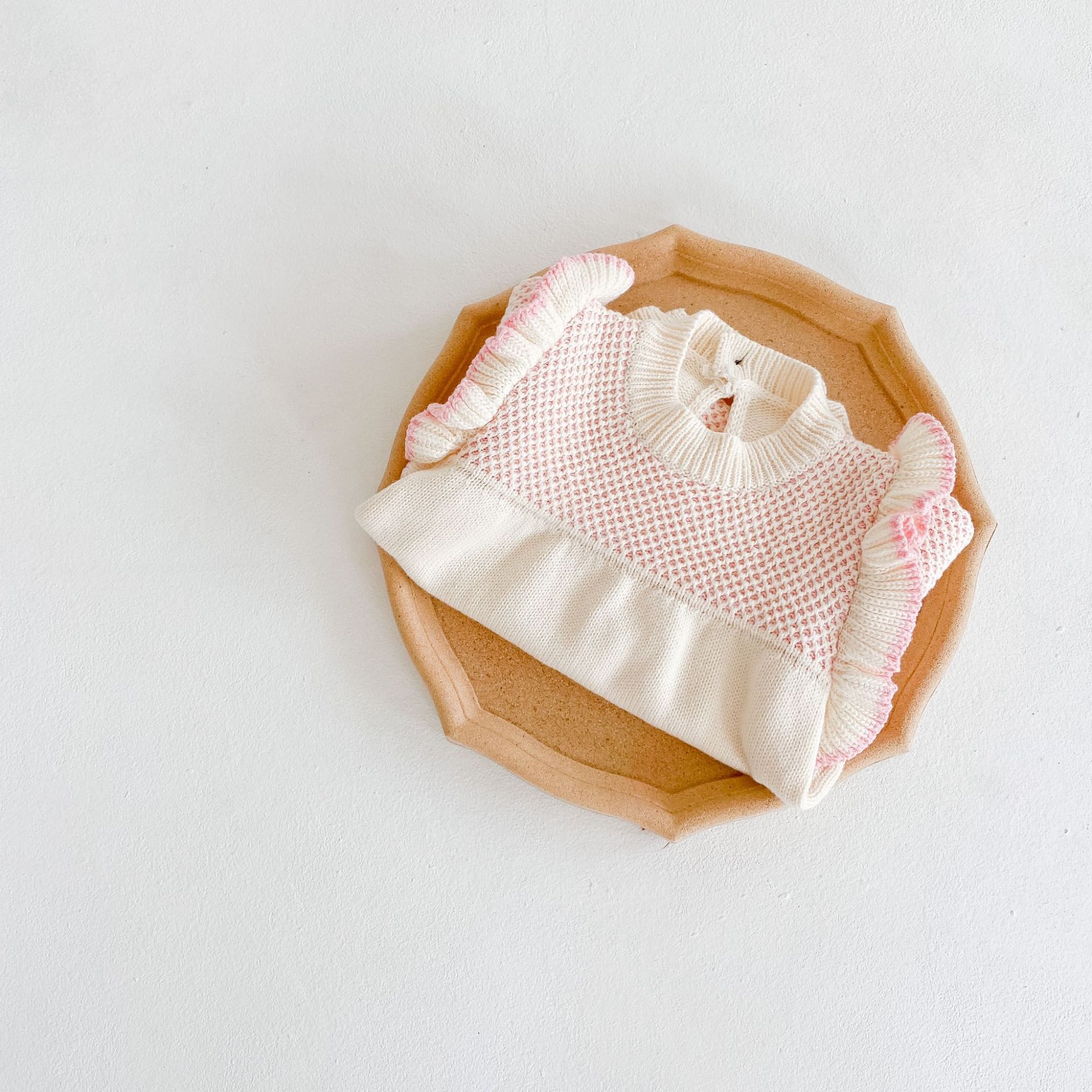 Baby Girl Auutmn Winter Long-sleeved Sweater Romper Jumpsuits Fresh Contrast Color Stitching Knitted Triangle Wrapped Sweet