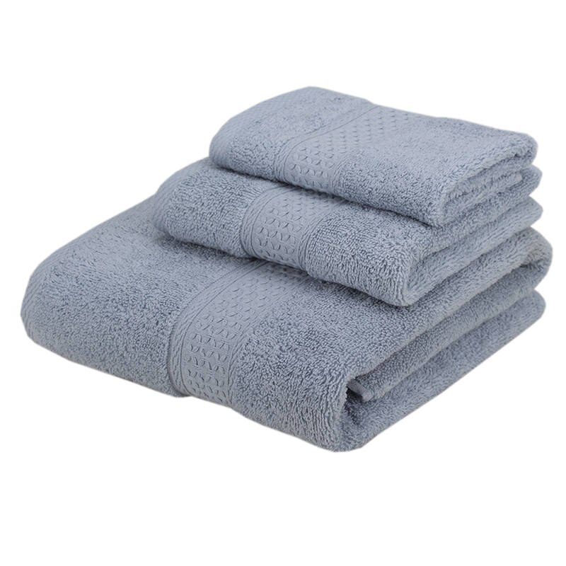 Conjunto de 3 uds. De toallas de baño de algodón suave para adultos, toalla absorbente de felpa de lujo, Sábana de baño playa rostro, toallas básicas para mujer JWYYJ43: blue