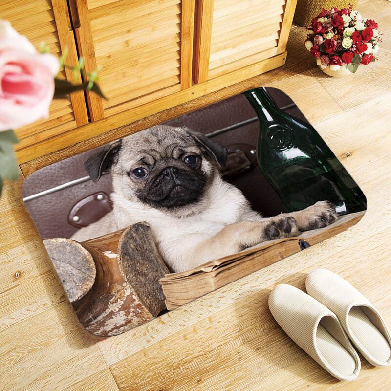 Adorkable Pug dogs printed doormat Entrance floor mats soft door mat antislip 40x60cm Bathroom Mats, Canis lupus familiaris QX: 6