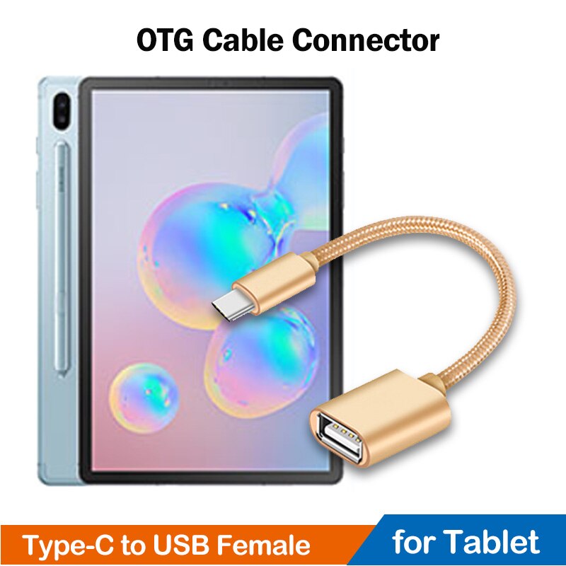 USB Type-C OTG Adapter Cable for Samsung Galaxy Tab S4 S5e S6 S7 Lite FE A 8.0 8.4 10.1 10.5 A7 USB C Cable Tablet OTG Converter