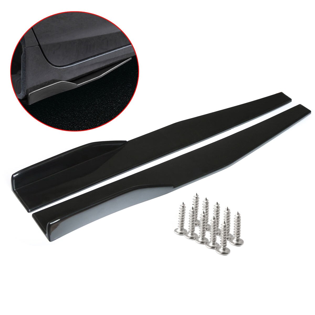 Faldón lateral Universal para coche, divisor de balancín, ala lateral, parachoques, aspecto negro, 2x74,5 cm
