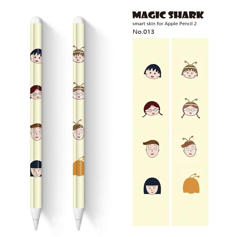 Magic Shark 2pcs/lot for Apple Pencil 2 Stickers Scratchproof Cute Cartoon Ultra Thin Stickers Touch Stylus Pen Sticker Paper: 013