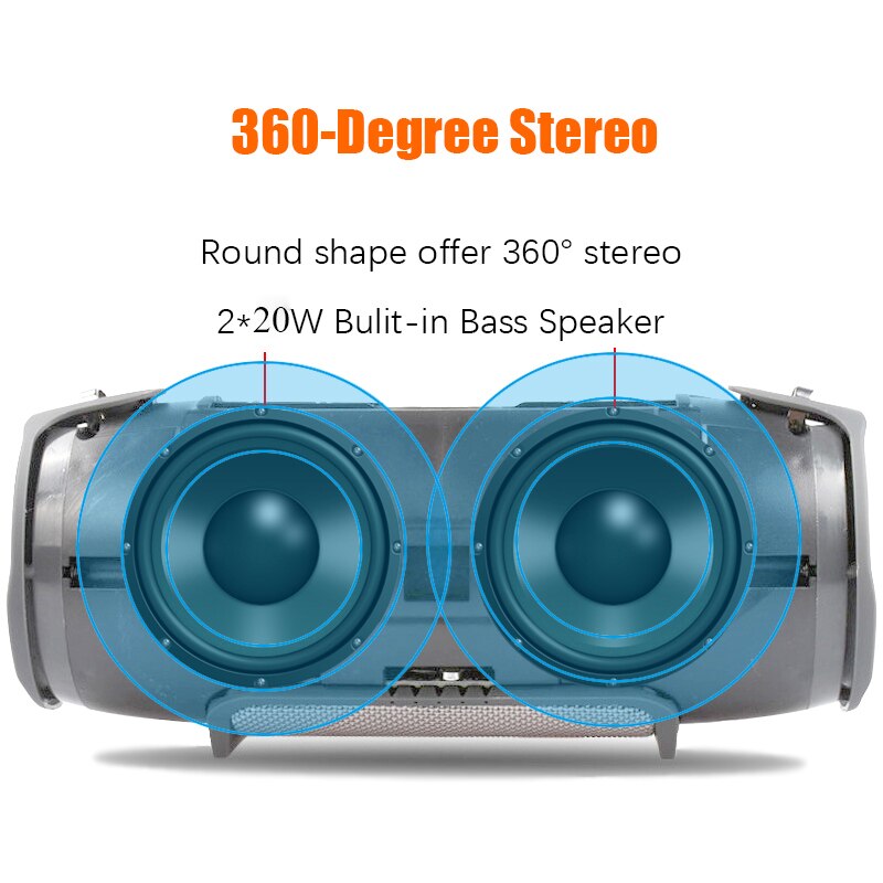 High Power 40W Bluetooth Speaker Waterproof Portable Column Super Bass Stereo For Comuter PC Speakers with
