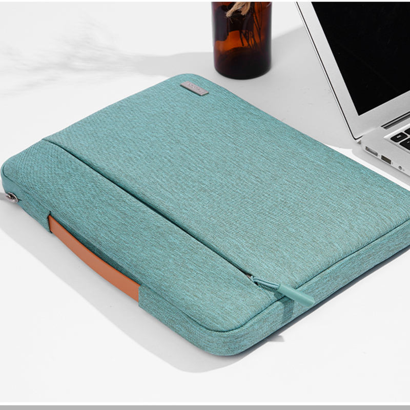 Pc-veske med flere lommer til macbook air 15.3, pc-veske til macbook pro 13 14 16, støtsikker pc-veske til dell/xiaomi: 14- tommer / Grønn