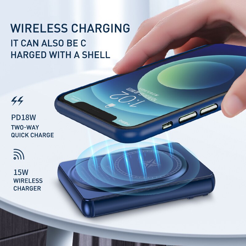 15W Mini magnetisch Energie Bank Für iPhone12 10000mAh magnetisch kabellos Handy, Mobiltelefon Energie Bank Tragbare Mini Tasche Externe Batterie
