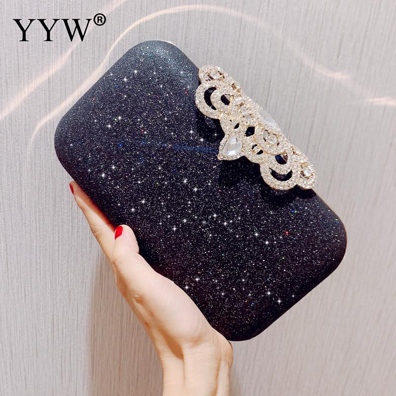 Wedding Shiny Handbags Blue Evening Clutch Bag Women Bags Bridal Metal Evening Purse Clutches Chain Shoulder Bag White