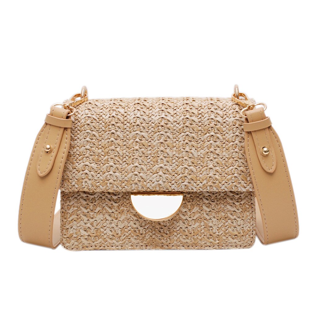 Sac Bali tissé à la main Bolsa Feminina sac carré boucle rotin paille sacs cartable vent bohême plage Bolsa sac en osier bolso paja: Kaki