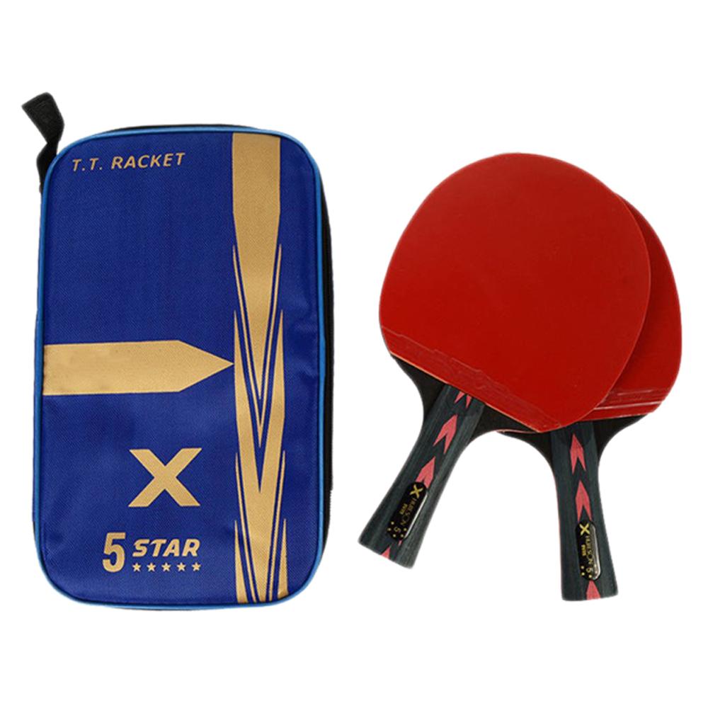 2Pcs Upgraded 5 Star Carbon Tafeltennis Racket Set Lichtgewicht Krachtige Ping Pong Paddle Bat Met Goede Controle