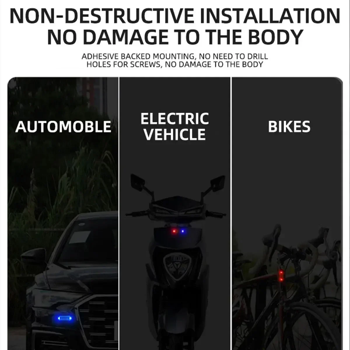 Motorfietsen Auto Mini Led Draadloze Waarschuwing Anti-Diefstal Waarschuwingslampje Voorkomen Achteraan Botsing Zonne-Energie Strobe Auto Accessorie