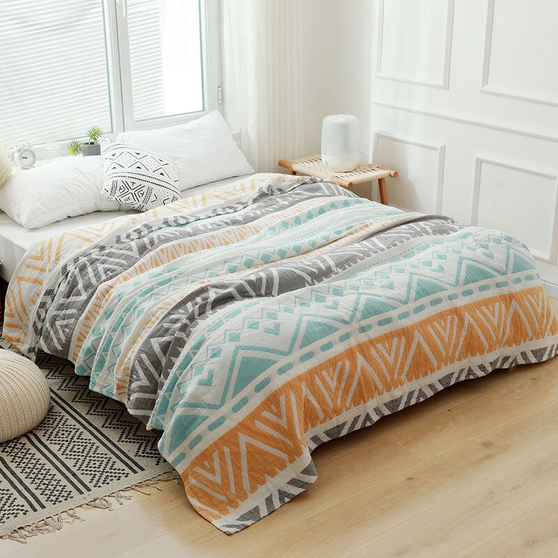 Totem Baumwolle Sommer Decke Decken Bettdecke für Doppel Bett 3 Schicht Blick Dünne Handtuch Tröster Bett Abdeckung Bettwäsche Erwachsene Bettdecke: D / 105x110cm