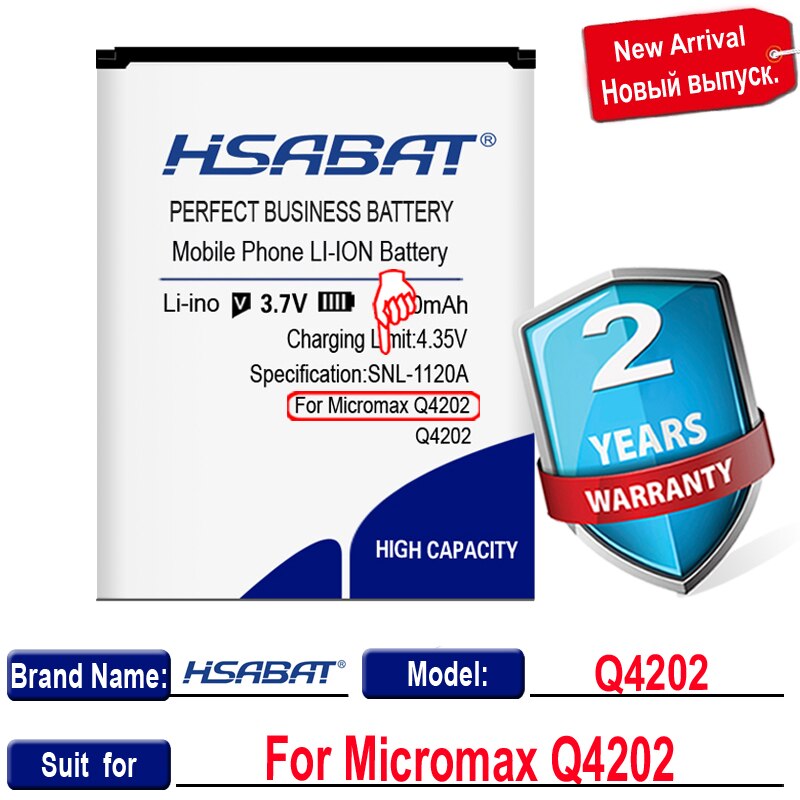 100% Original HSABAT Battery For Micromax Q4202 D340 Q415 Q346 Q334 BQ Strike BQS 5020 BQS-5020 BQS-5020 BQS-5065 BQS 5065: for Micromax Q4202