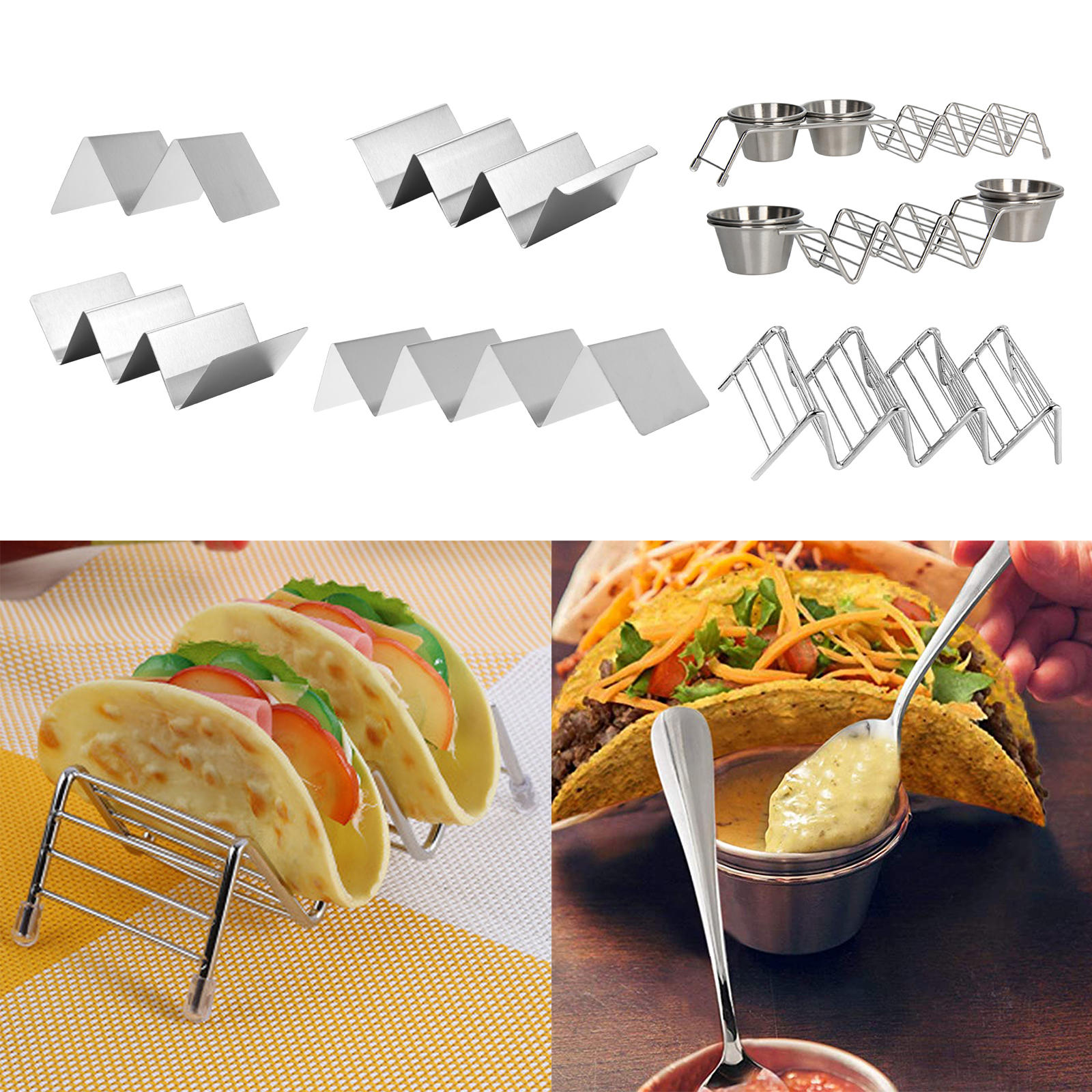 Taco Holder Stainless Steel Taco Rack Shell Taco Display Stand Plate Tray Food Holder Rack, Kitchen Cooking Tool