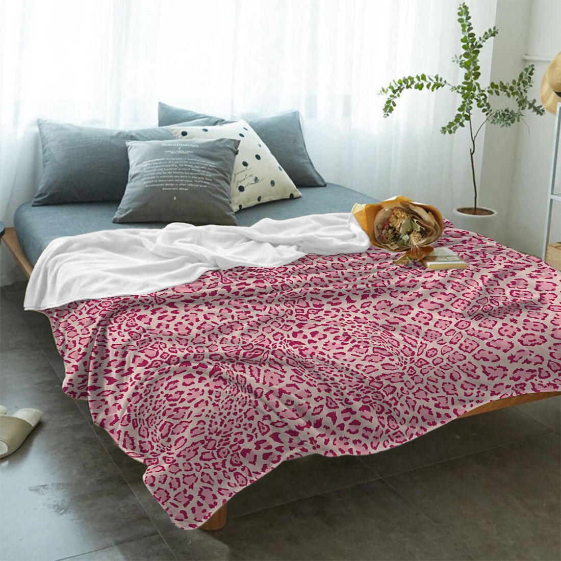 Roze Luipaard Patroon Flanel Fleece Bed Deken Sprei Sprei Bed Cover Soft Lichtgewicht Warme Gezellige Dekens