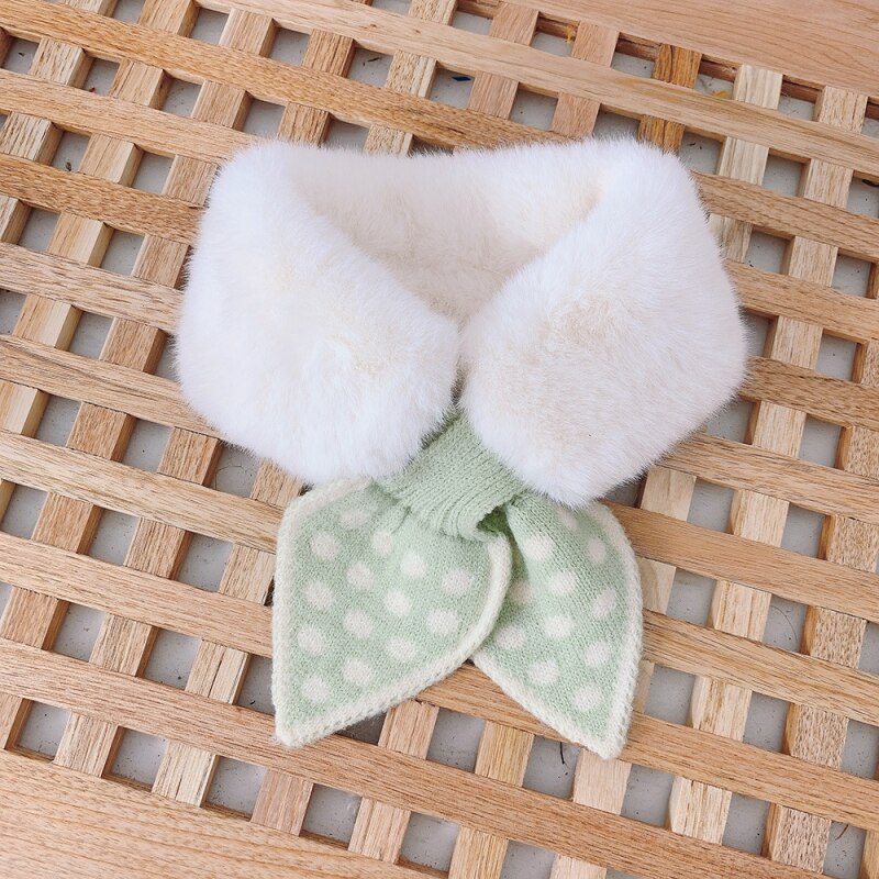 Winter Kids Scarf Boys Girls Warm Solid Knitted Plush Polka Dot Fur Scarf Children Thicken Neck Collar Snood Scarves: G