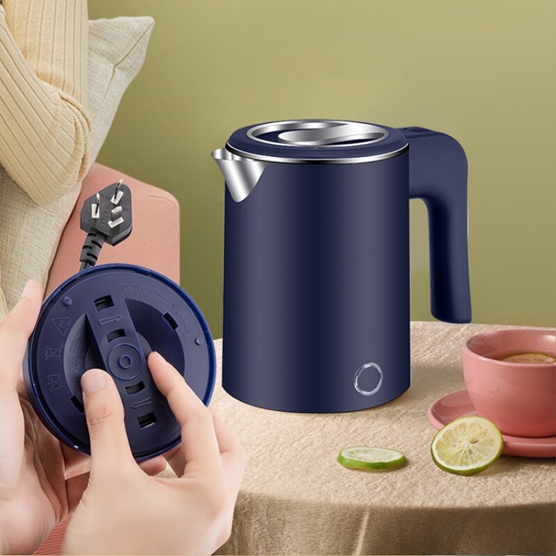 Mini hervidor de agua eléctrico portátil de acero inoxidable, 304 L, potencia automática, para dormitorio de estudiantes pequeños, 600W