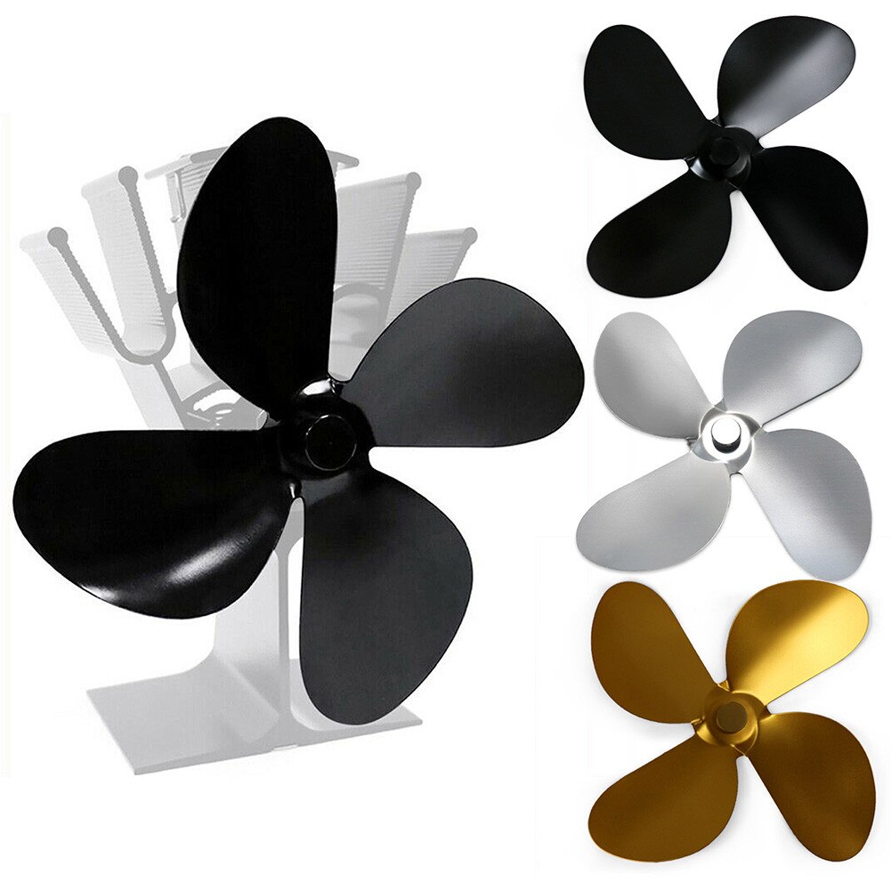 4 Blade Black Haard Ventilator Blad Warmte Aangedreven Hout Kachel Hout Brander Haard Fan Accessoires Thuis Efficiënte Warmteverdeling